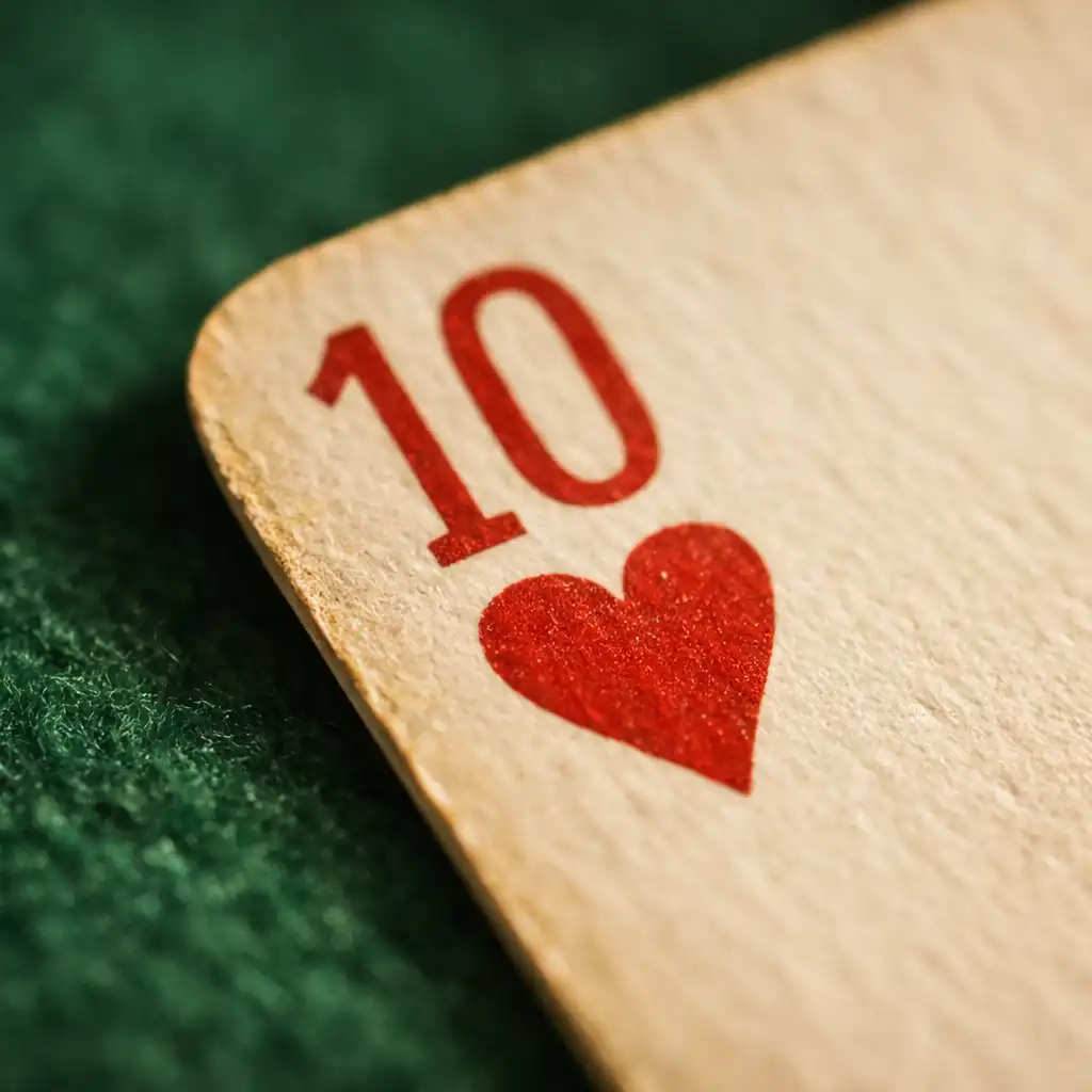 Macro view of playing cards on felt