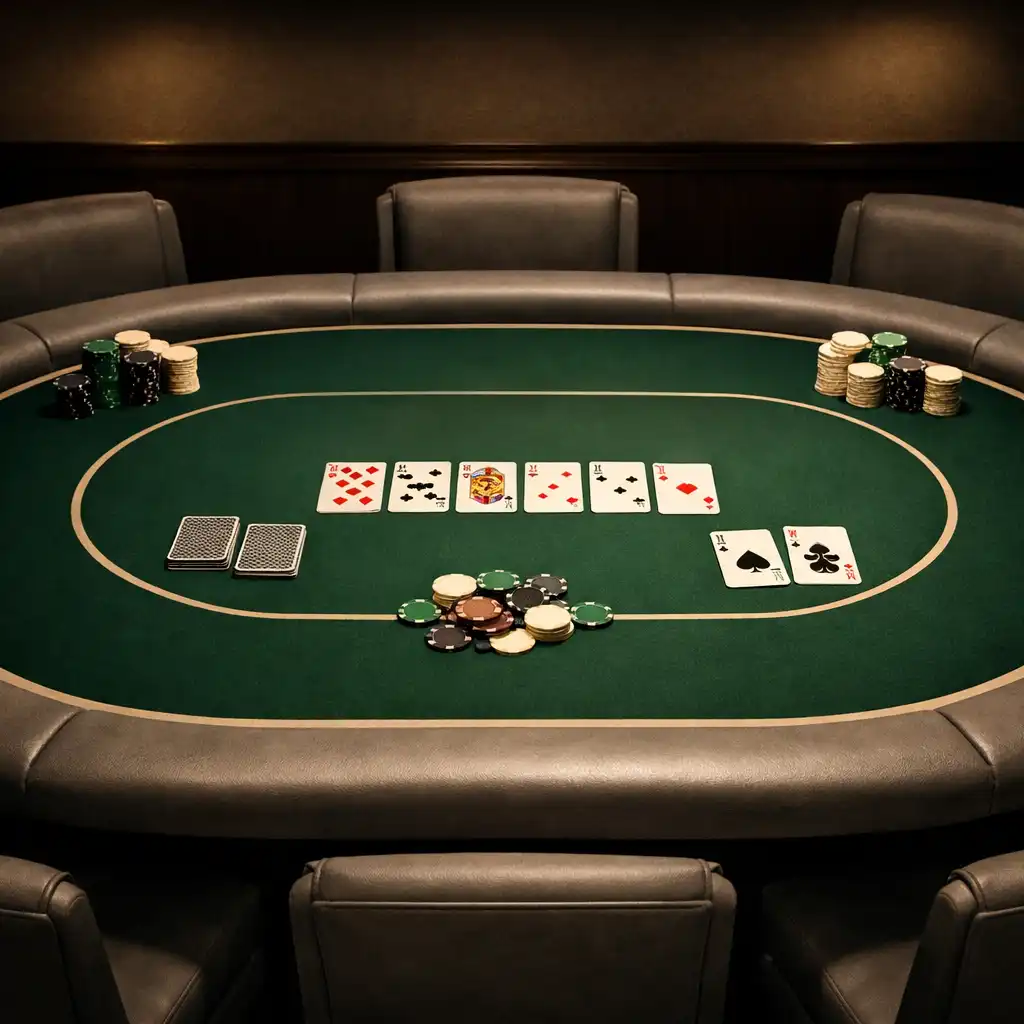 A full poker table from a slightly elevated angle at Card Jetty Launceston