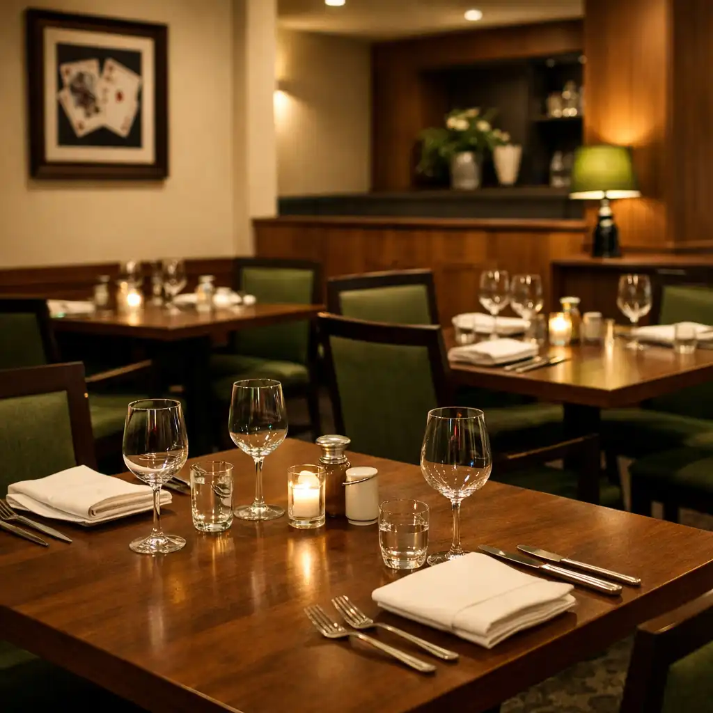 The on-site restaurant at Card Jetty Launceston with simple, elegant place settings